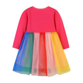 Fall Children Girls Cotton Princess Dress Rainbow Print-Veeddydropshipping
